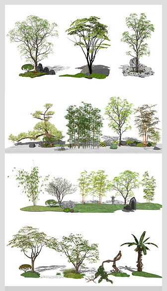 现代景观树乔木树木植物景观小品su模型
