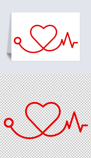 爱心心电图脉冲红色折线png矢量a