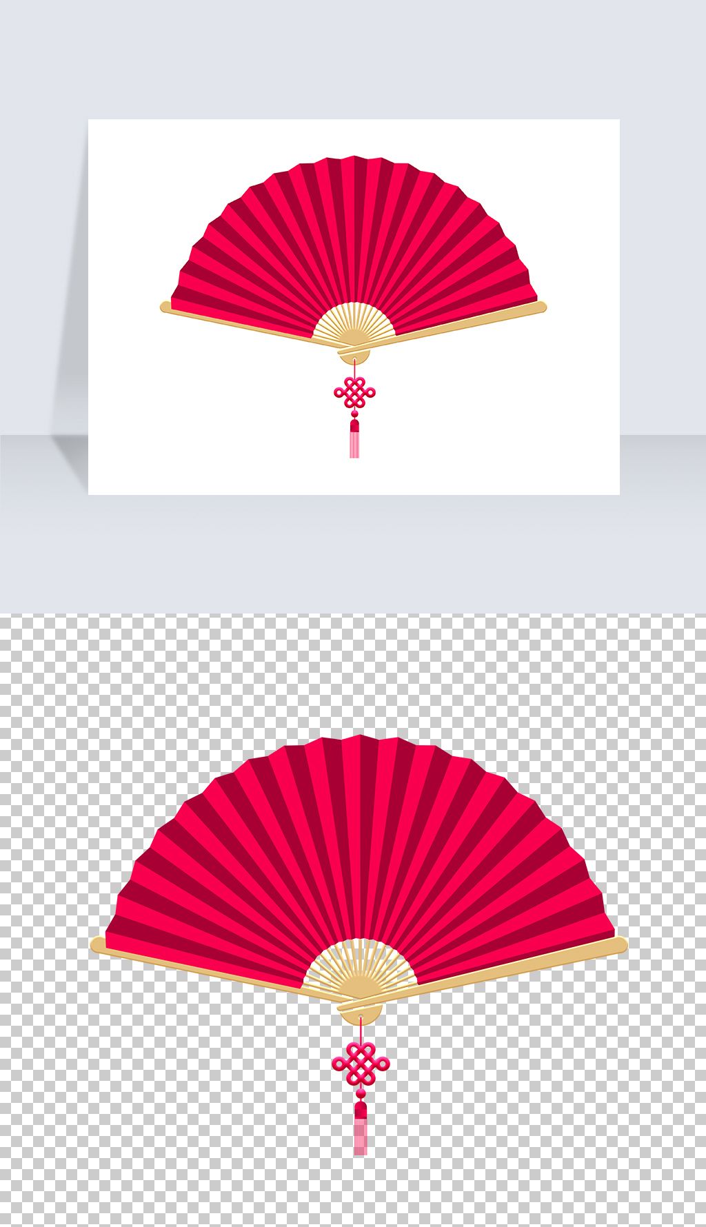 2021-牛年新年春节中国风折扇新年海报免扣素材