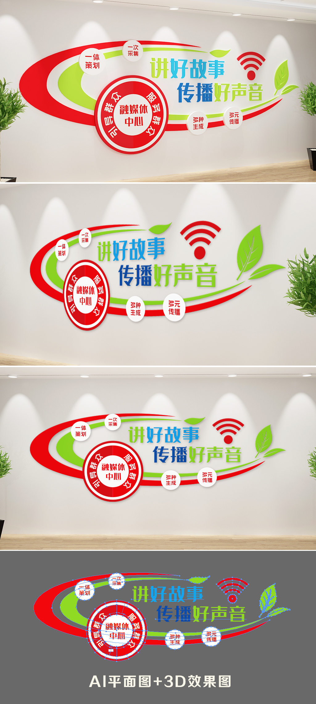 融媒体中心新时代新电视台传工作文化墙