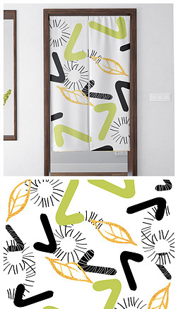 小清新数字图形图案门帘