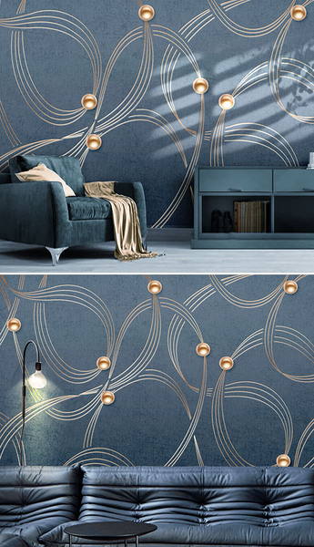 原创现代简约抽象几何线条轻奢背景墙壁纸版权可商用