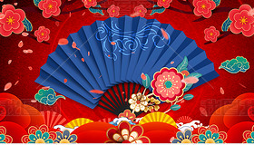 梅花花瓣扇子祥云相声小品戏剧背景