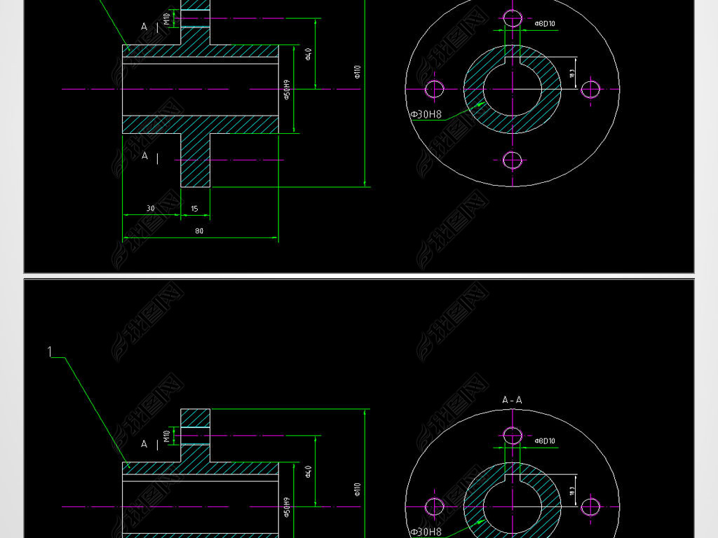 轴套cad平面设计图