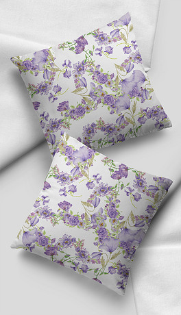 北欧时尚清新紫色花朵印花抱枕