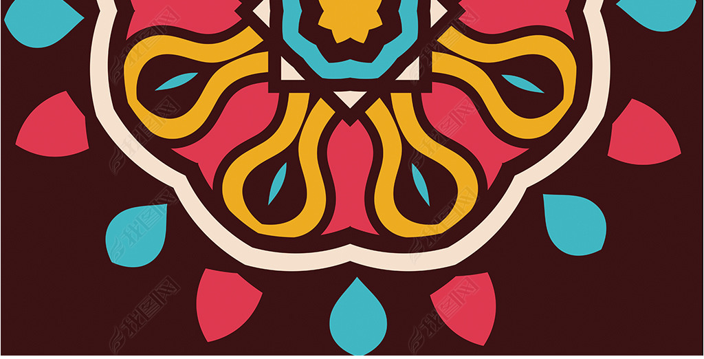 现代时尚创意抽象几何图形雨伞印花图案设计