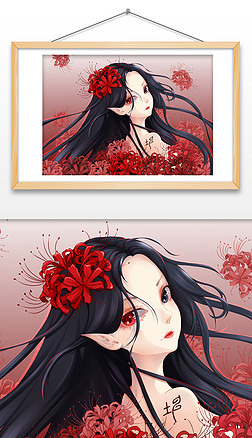 彼岸花,插画|红色彼岸彼岸花少女妖精少女插画卡通少女形象
