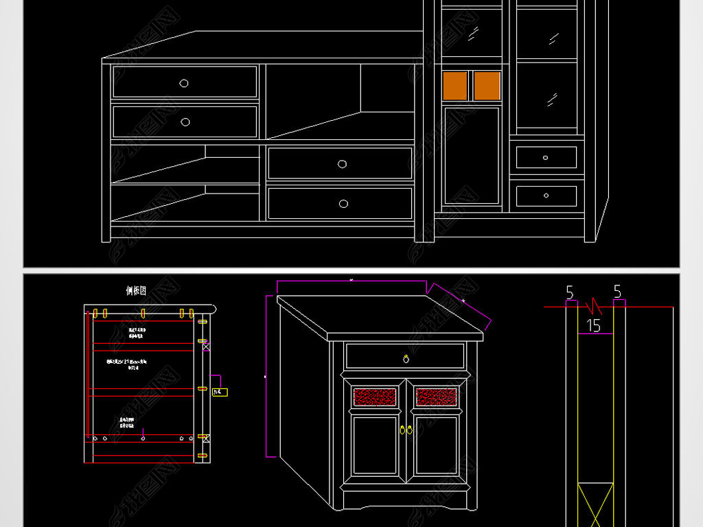 大衣柜cad平立面图