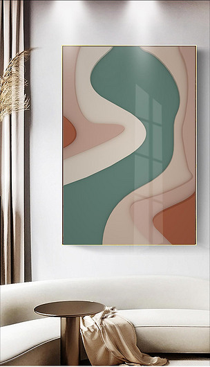 莫兰迪色北欧简约立体几何创意玄关装饰画挂画