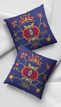 图案刺绣家居图案|2021时尚复古中国风传统花枝图案刺绣艺术抱枕