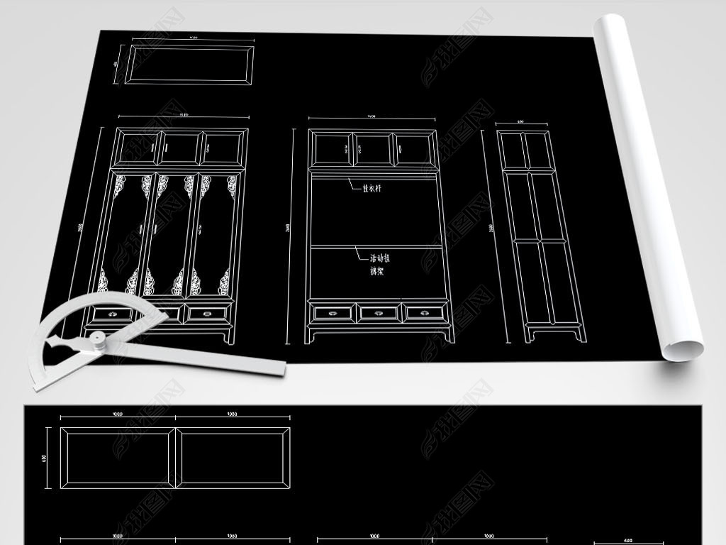 cad顶箱柜平面设计图下载-编号24219460-cad图纸-我图网