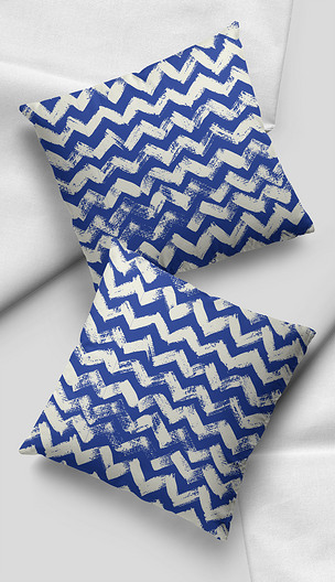 原创2021时尚复古欧美流行手绘涂鸦波浪线印花抱枕-版权可商用