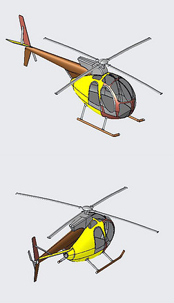 蜻蜓式直升飞机实体模型(含stp)