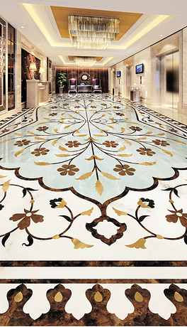 欧式花纹大理石纹地板砖地砖水刀拼花瓷砖客厅卧室地板