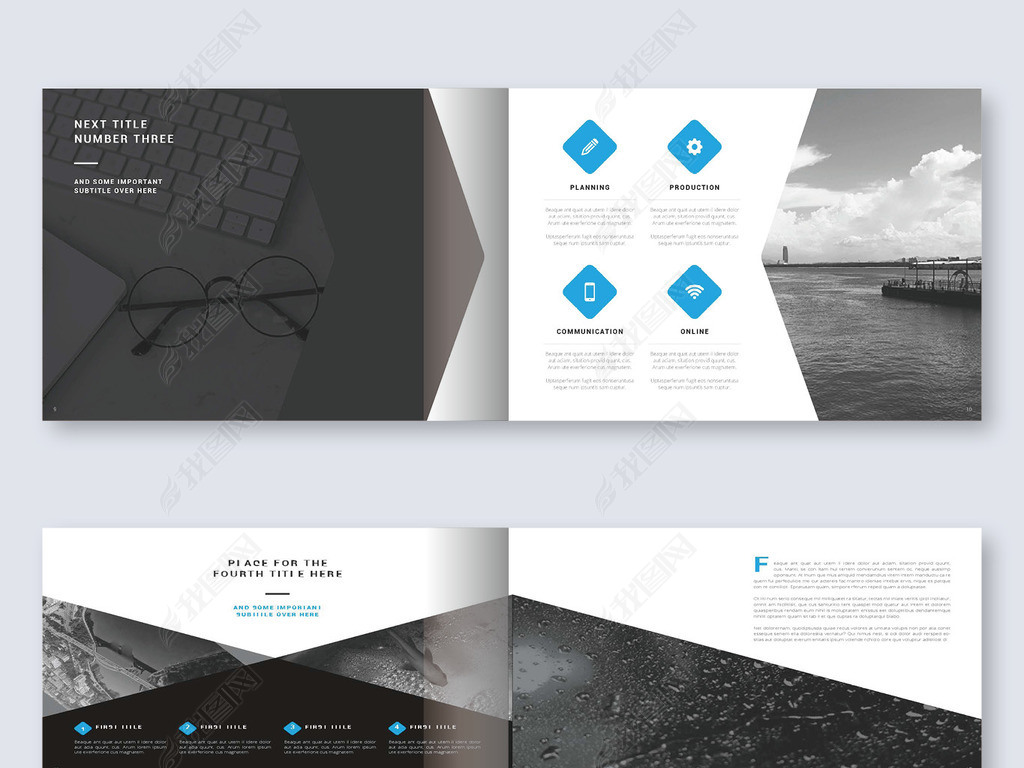 2021年蓝色时尚大气横版宣传画册方形产品手册word模板