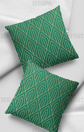 2021绿色时尚复古奢华抽象艺术金色几何线条装饰抱枕