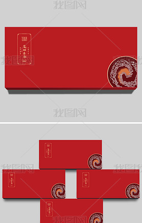 茶韵民族风红色藤茶包装盒设计