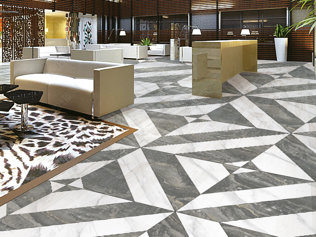 现代轻奢石材拼花地板革
