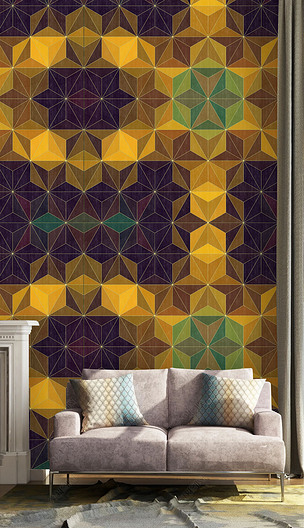 奢华金色几何格子拼图壁纸