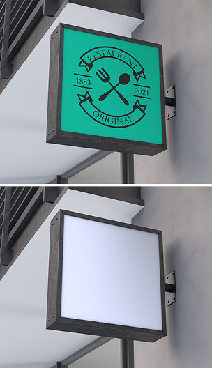 正方形灯箱招牌店招样机下载-编号24242807-广告牌样机-我图网