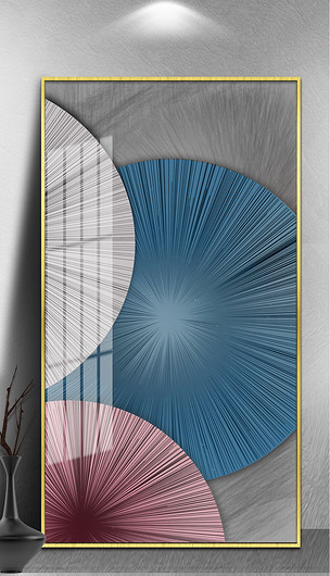 现代简约北欧抽象几何线条水彩轻奢客厅装饰画