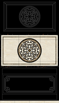 新中式水刀拼花图案