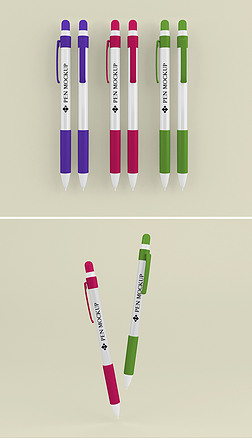 按压式圆珠笔图案设计logo定制样机