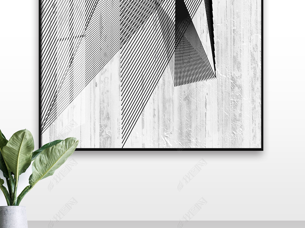 现代抽象黑白灰线条黑白城市艺术装饰画