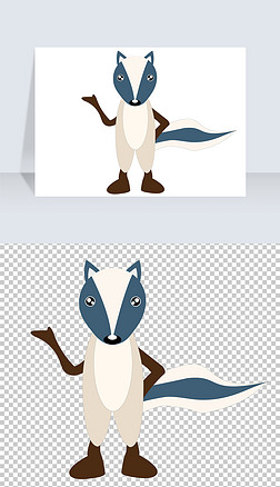 维族图片简笔画免抠元素|獾插图动物卡通鼬简笔画漫画免扣png素材