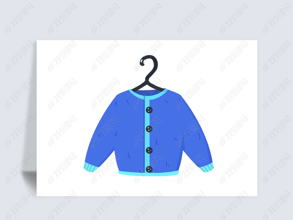卡通蓝色带扣子儿童毛衣插画免扣素材