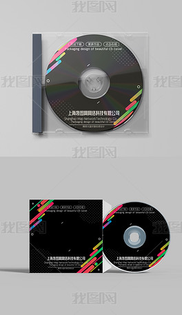黑色炫彩音乐DJ光盘CD贴纸包装设计