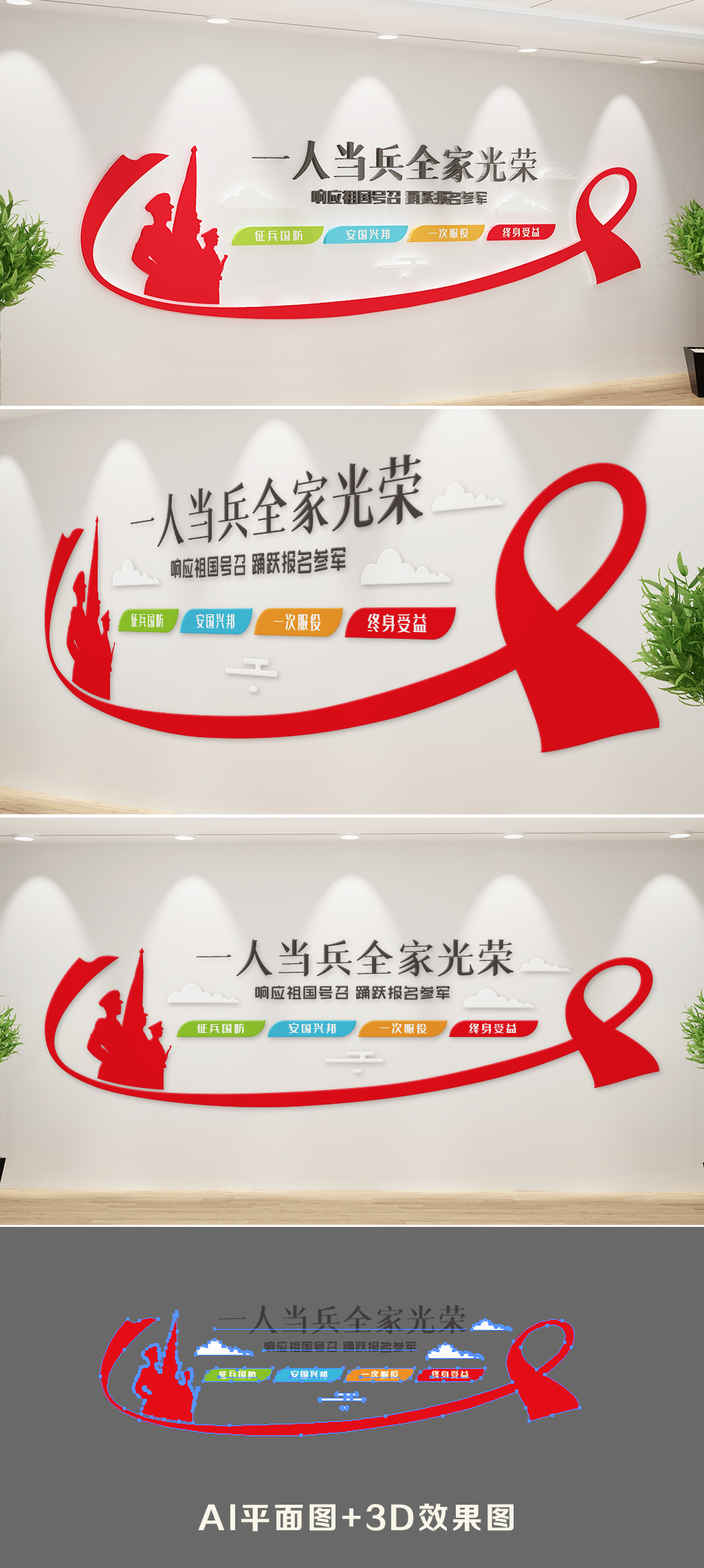 民防工作站征兵标语文化墙