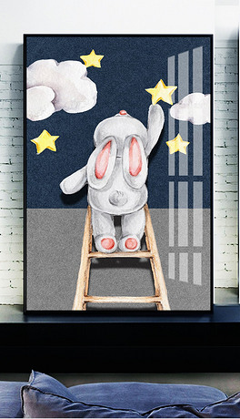 北欧卡通动物可爱风格玄关装饰画萌宠装饰画可爱欧美风北欧风圆形装饰