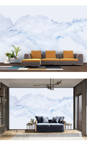 手绘大理石山水画背景墙