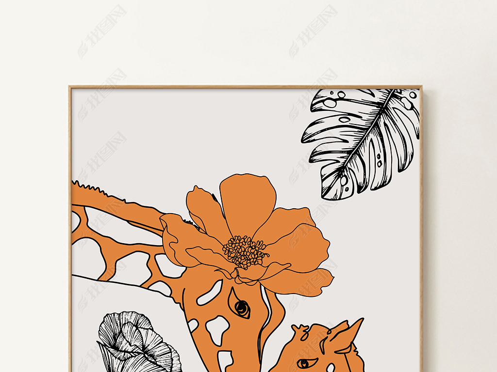 现代简约抽象极简线条动物装饰画