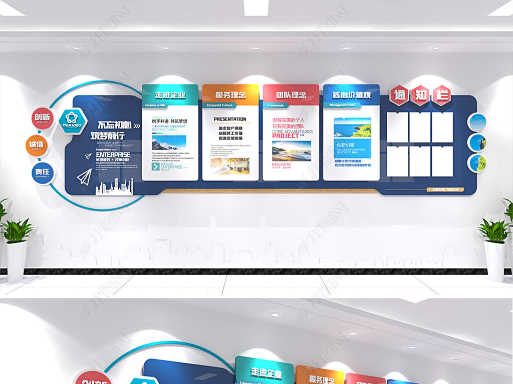 原创企业文化墙宣传栏通知栏办公室公司简介设计版权可商用