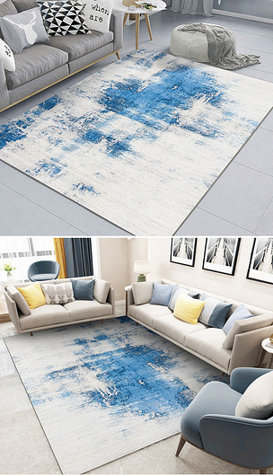 现代简约北欧水墨客厅沙发海盐蓝地毯系列五