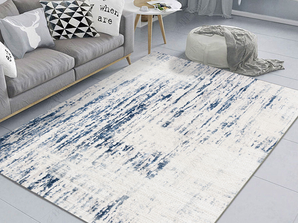 现代简约北欧水墨客厅沙发海盐蓝地毯系列七