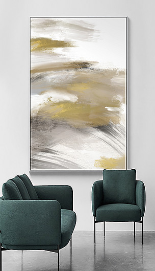 现代简约北欧轻奢艺术金箔抽象油画玄关装饰画