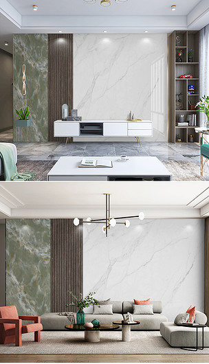 现代简约爵士白大理石纹木纹轻奢木格栅背景墙