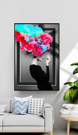 抽象现代人物人像女人轻奢装饰画