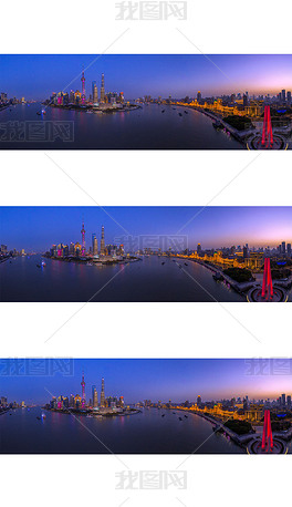 宽幅美丽的上海外滩夜色高清大图