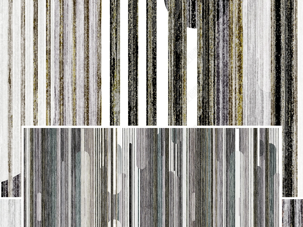 现代简约几何图形复古抽象线条地毯客厅地垫图案