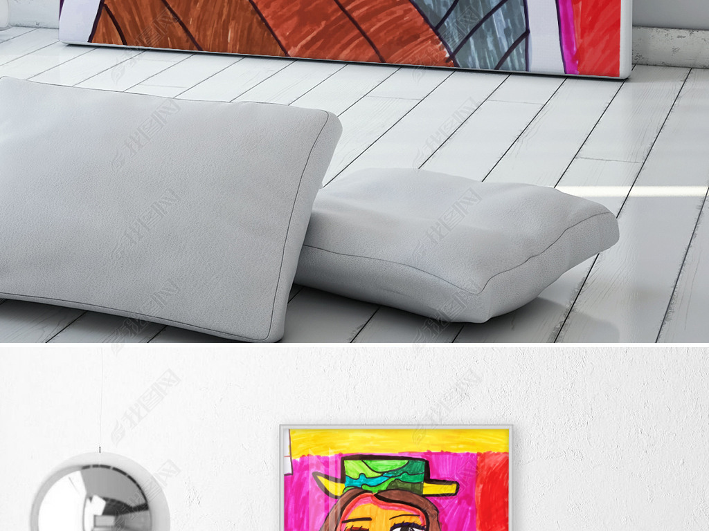 帽子女人色彩斑斓矢量毕加索风格矢量绘制装饰画