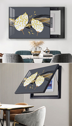 餐厅装饰画立体羽毛画客厅走廊过道背景电表挂画