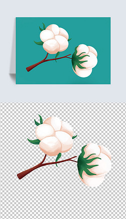 可爱卡通手绘棉花素材免扣png元素插画