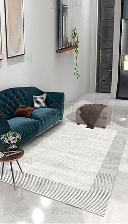 现代简约北欧轻奢几何线条条纹客厅地毯地垫设计