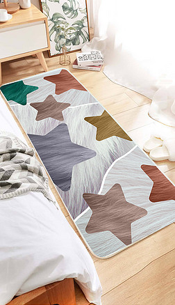 抽象星星羽毛床边地毯长条地毯飘窗地毯