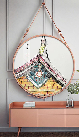 屋檐 卡通插画|闽南古厝屋檐闽南文化传统文化闽南建筑圆形装饰