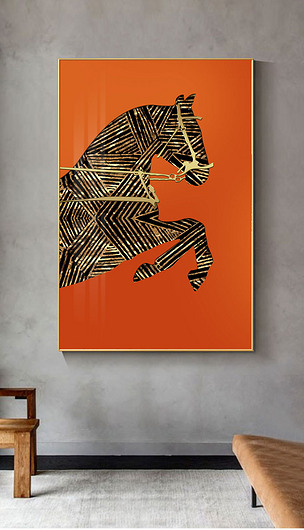 现代轻奢大气立体高端抽象几何图案马玄关装饰画